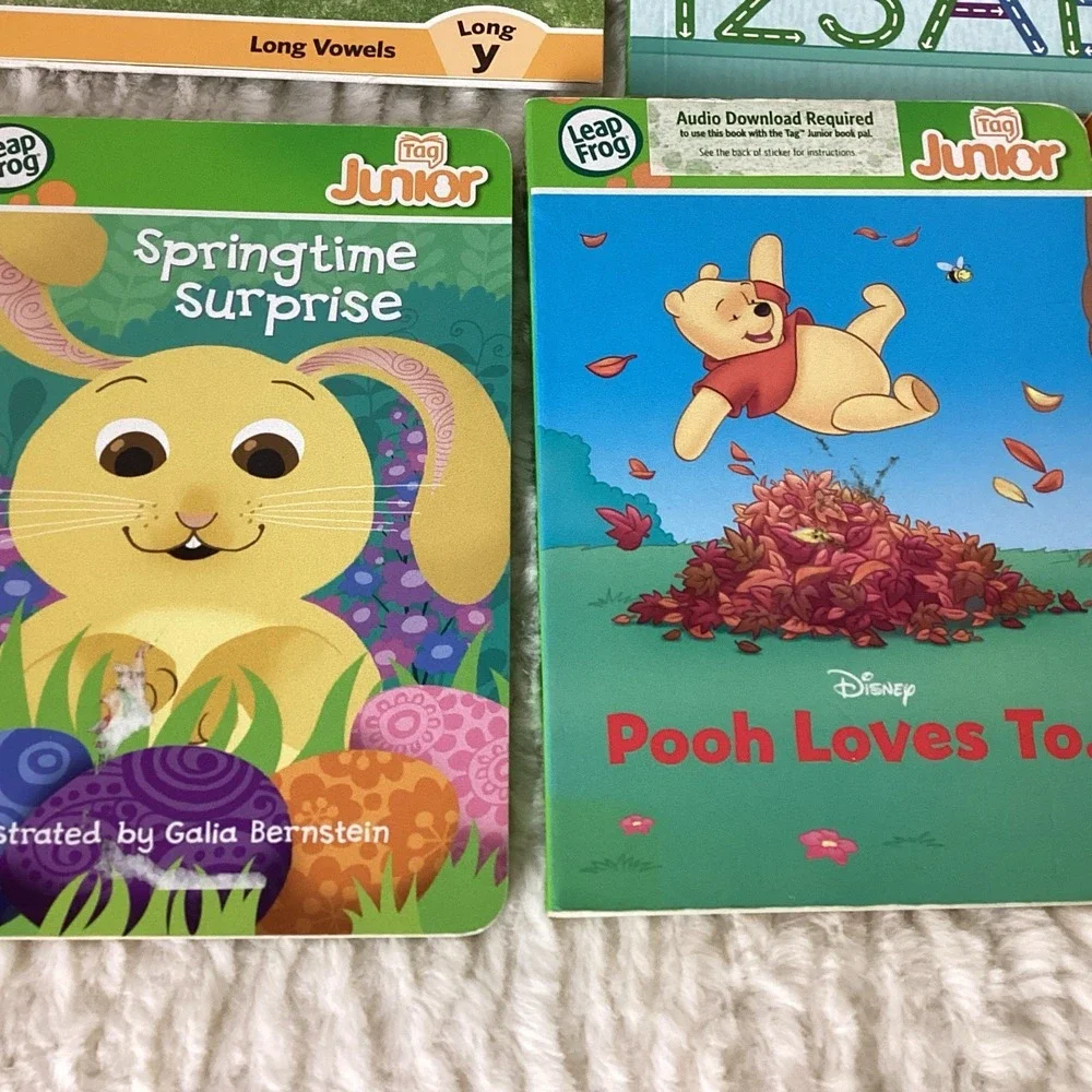 Lot of 8 Leap Frog Tag Junior Reader Books Leap Pad + Math Circus DVD - NO PEN